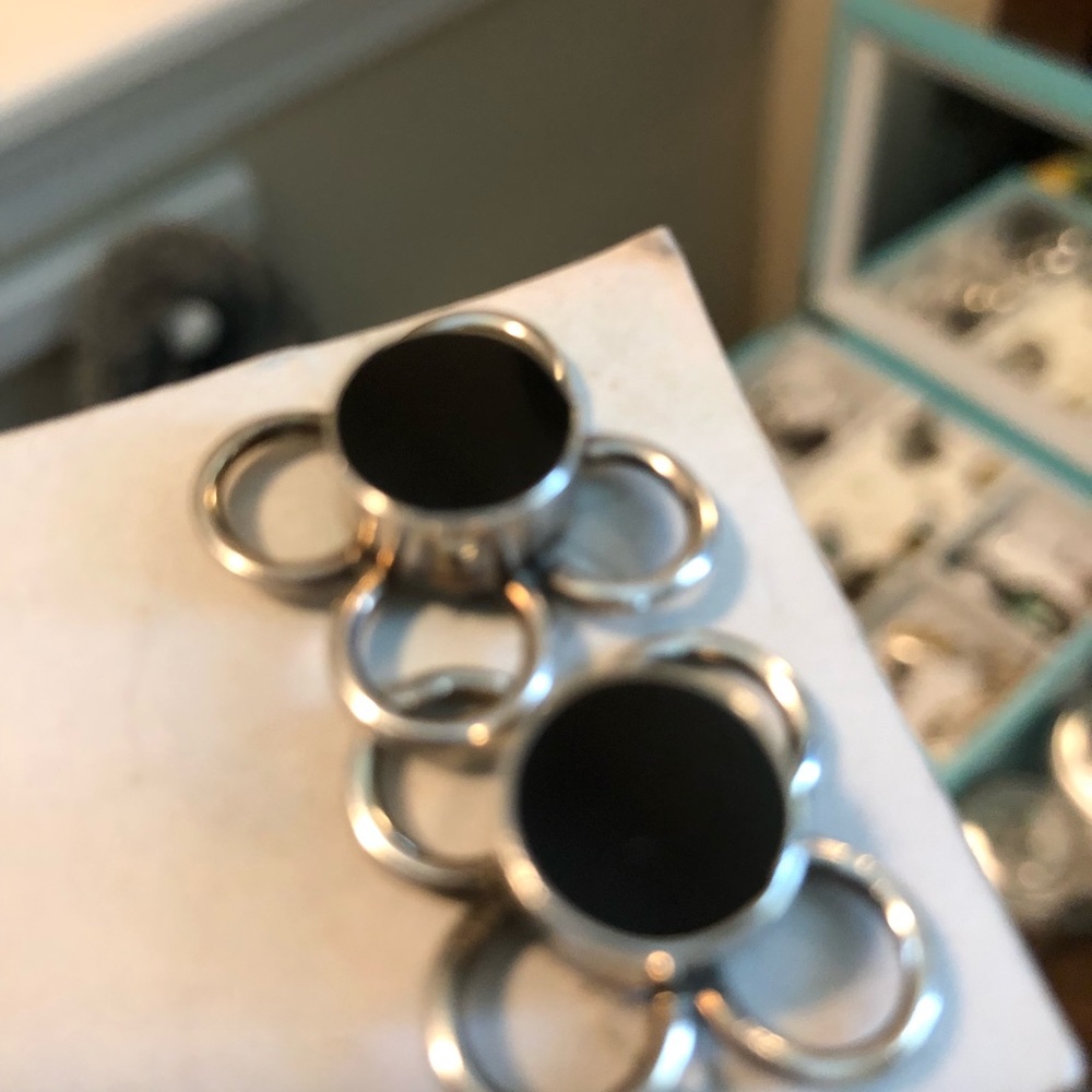 Sterling silver/onyx(unknown black stone) earrings